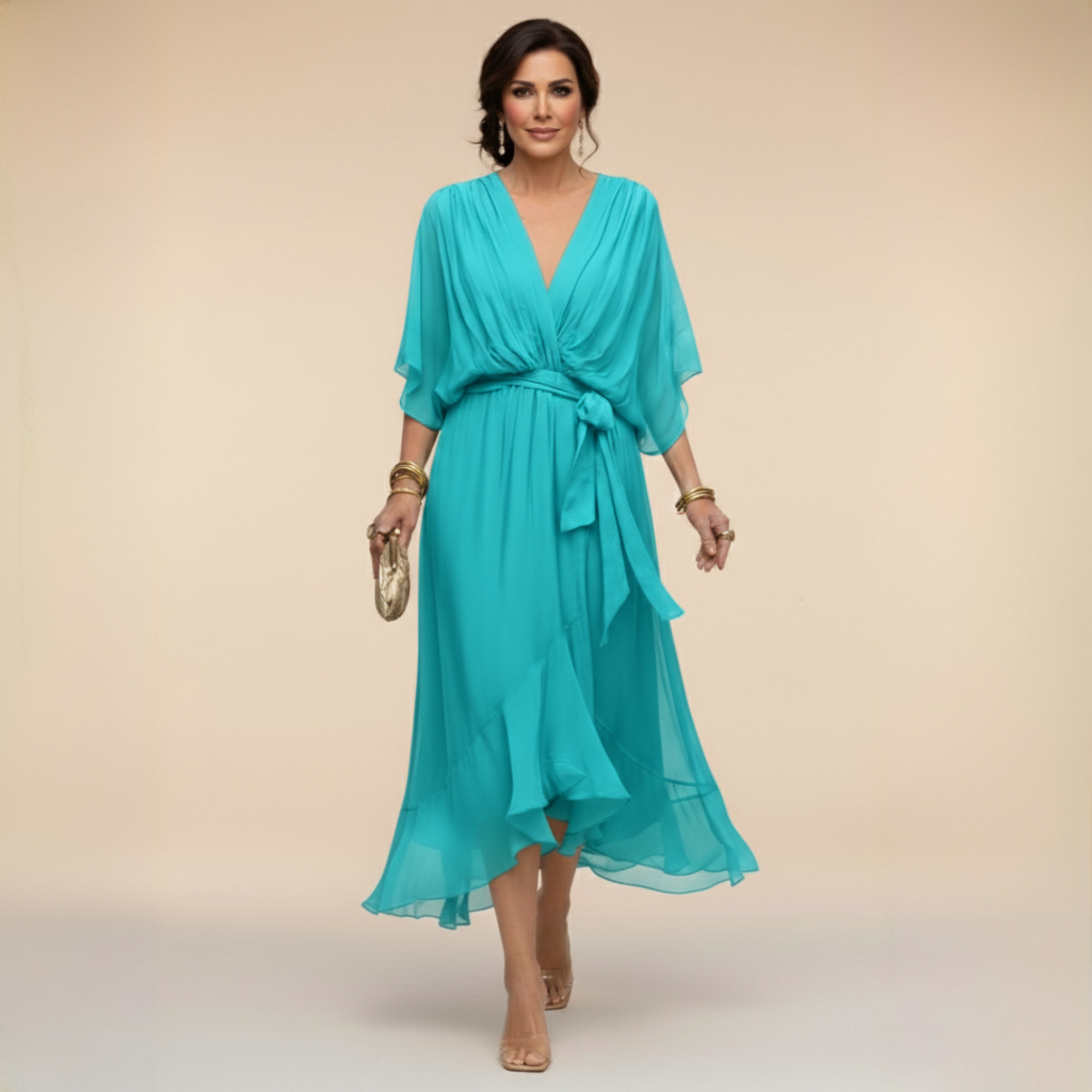 Mónica | Vestido con escote en V - Vega Madrid