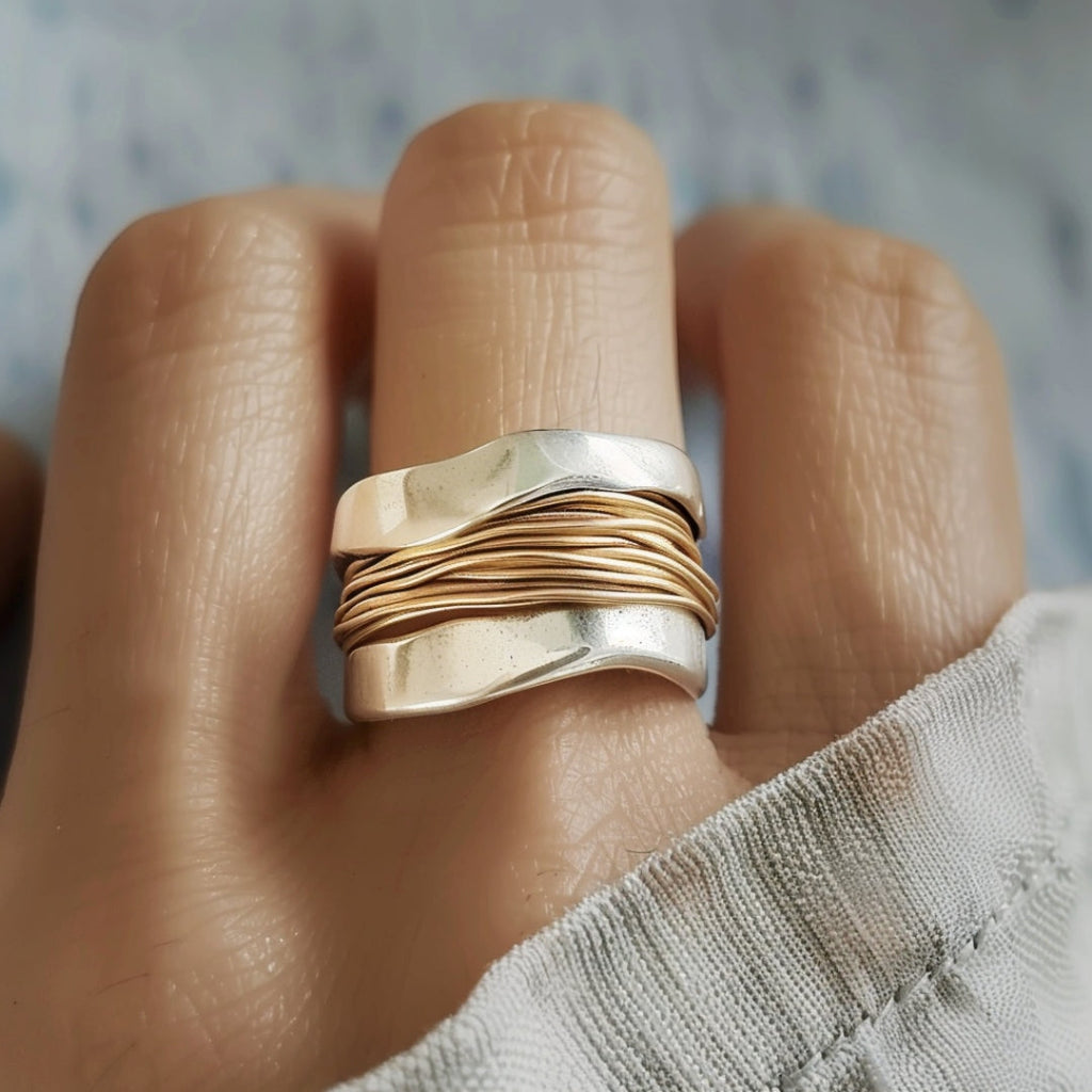 Tejido | Anillo de Plata con Hilos de Oro