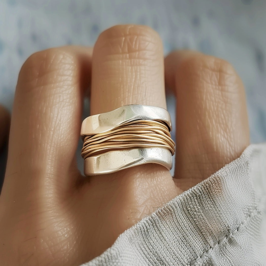 Tejido | Anillo de Plata con Hilos de Oro