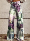 Pantalón floral acuarela Alessia de Vega Madrid, con diseño colorido y estampado de flores en tela ligera.