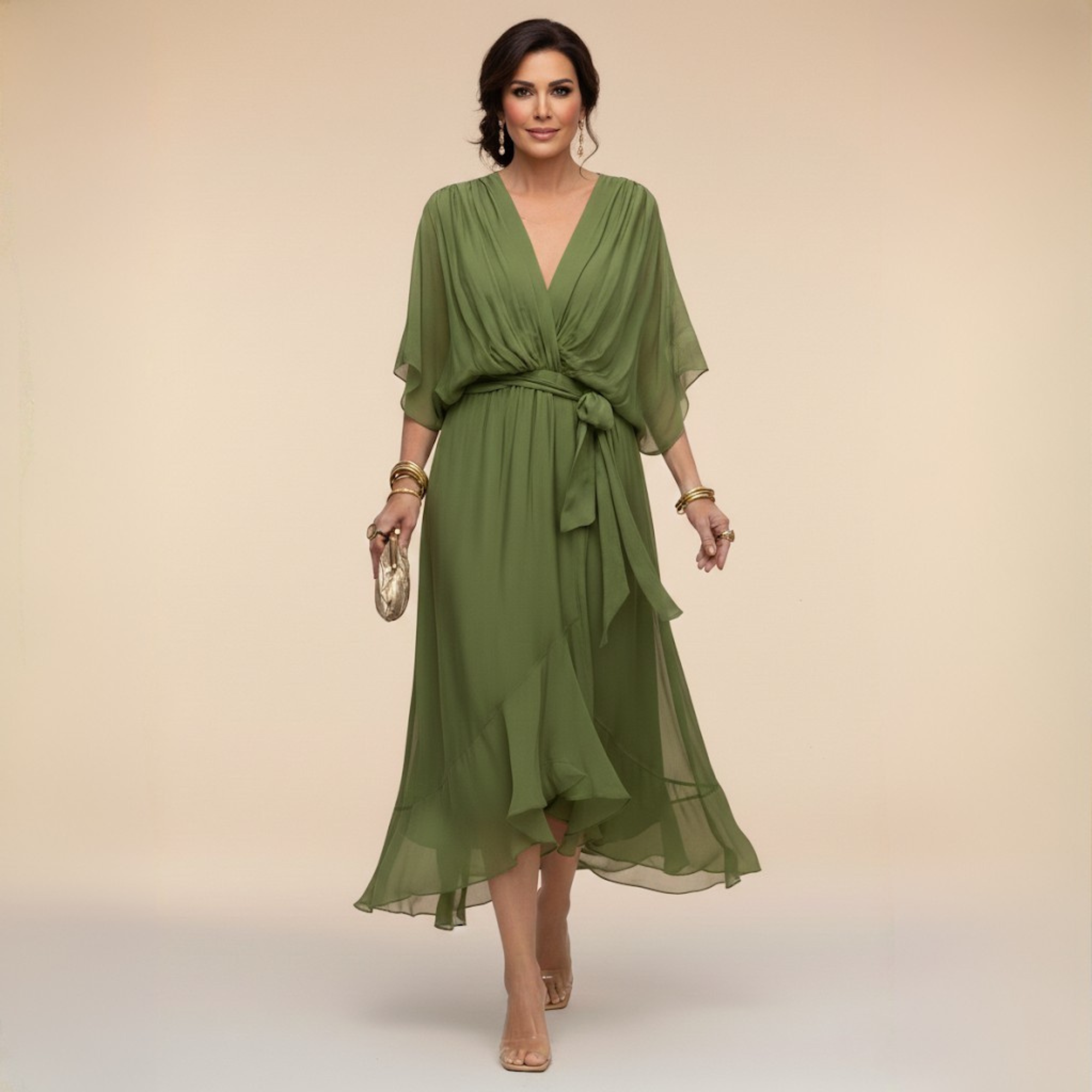 Mónica | Vestido con escote en V - Vega Madrid
