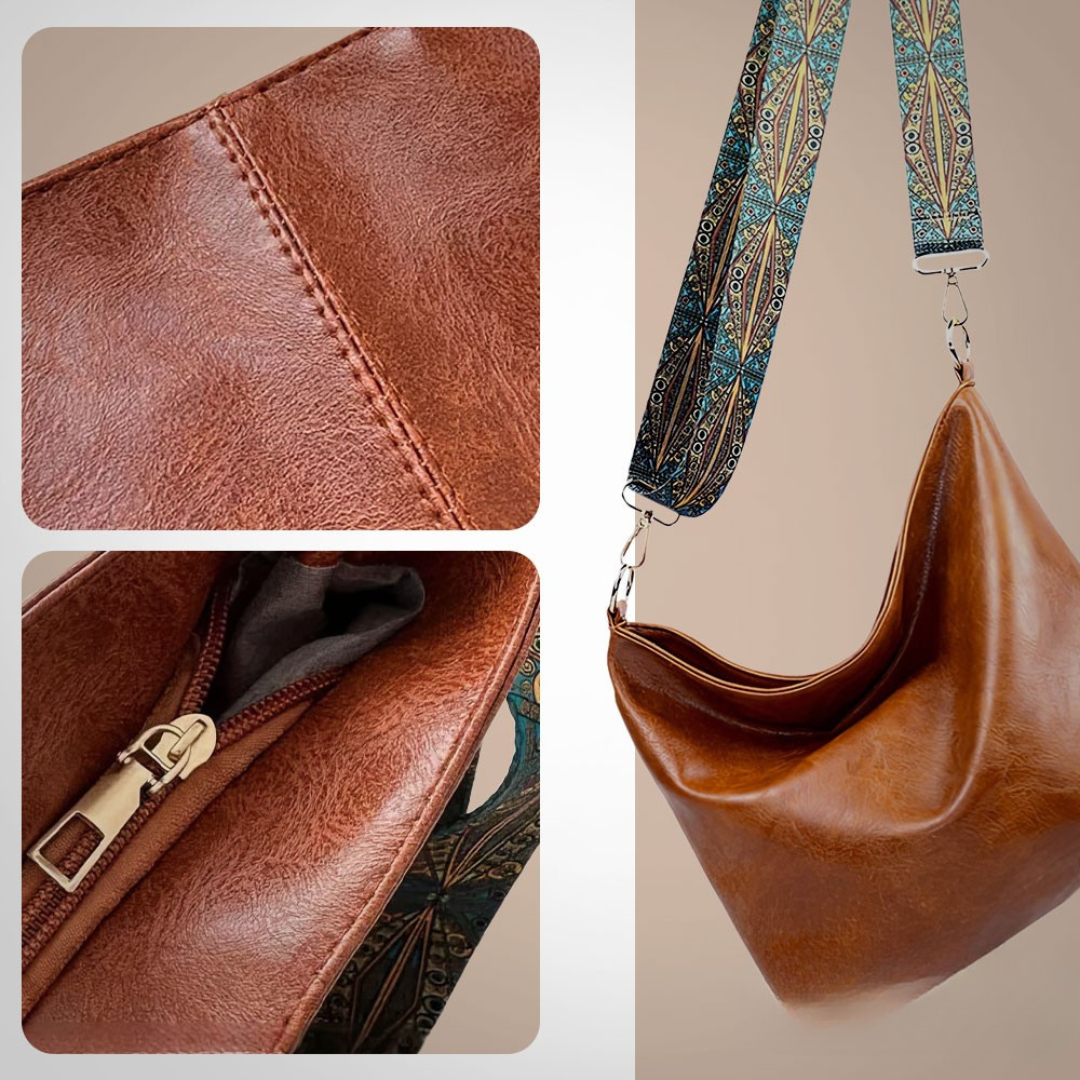Bolso tote de piel Sofía de Vega Madrid, con asas cortas y diseño elegante, en color beige y textura suave.