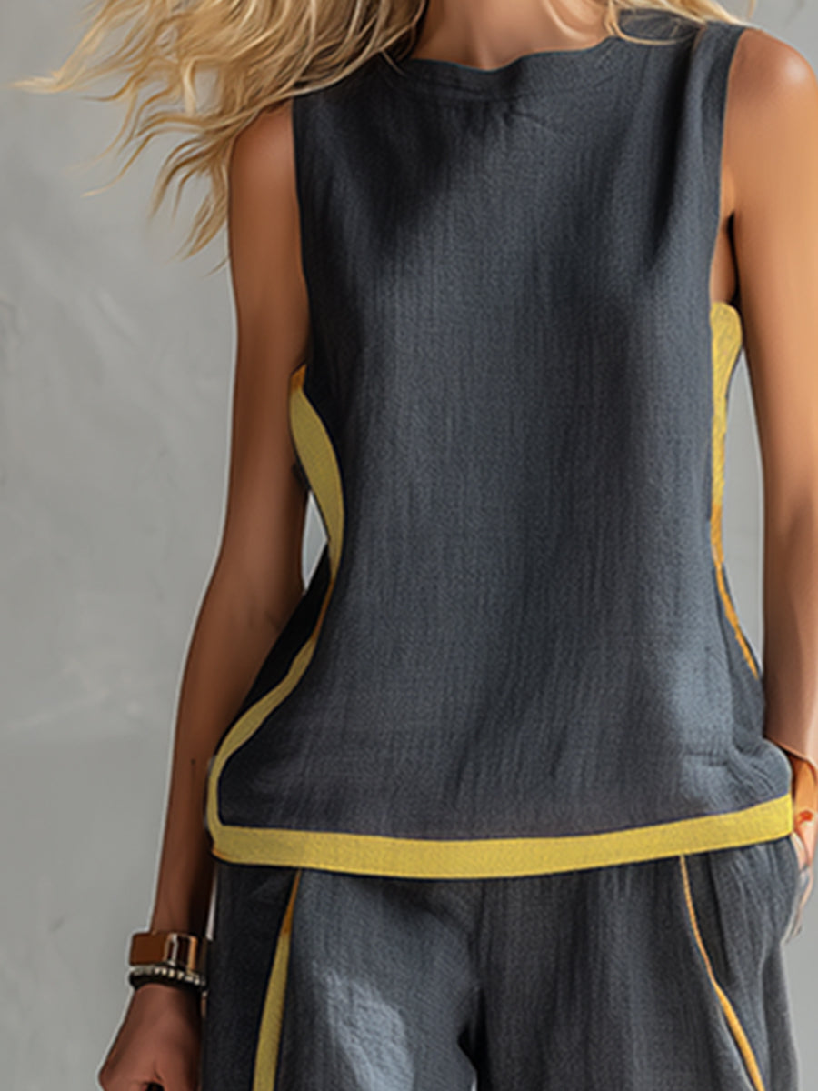 Conjunto Portofino Leila de Vega Madrid, vestido y accesorios en tonos neutros, detalles elegantes y modernos.