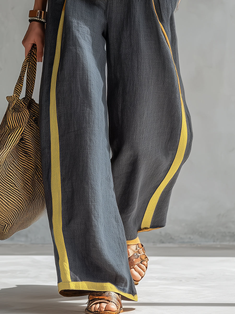 Conjunto Portofino Leila de Vega Madrid, top y pantalones en tonos suaves, estilo elegante y moderno, ropa de moda para mujer.