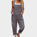 Mono gris floral Fabiana de Vega Madrid, ropa cómoda de mujer con estampado floral y diseño moderno.