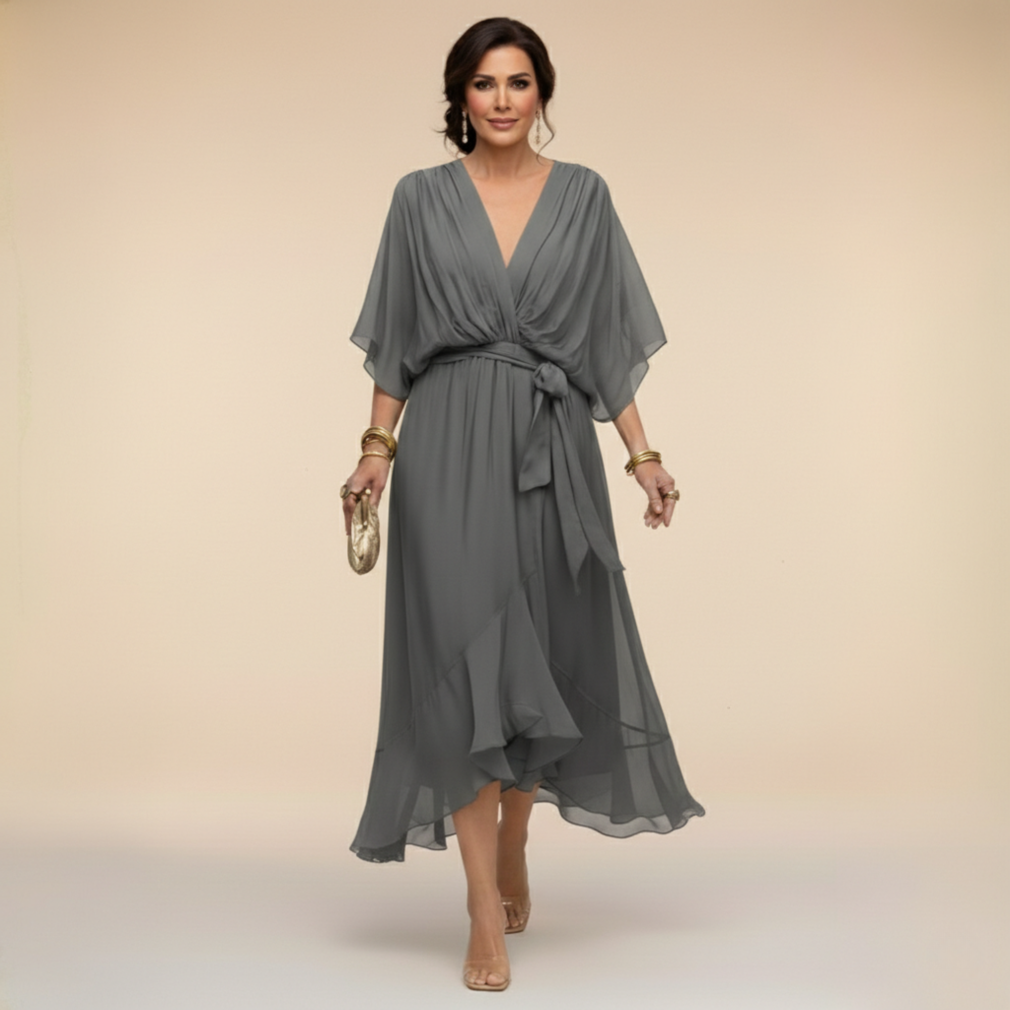 Mónica | Vestido con escote en V - Vega Madrid