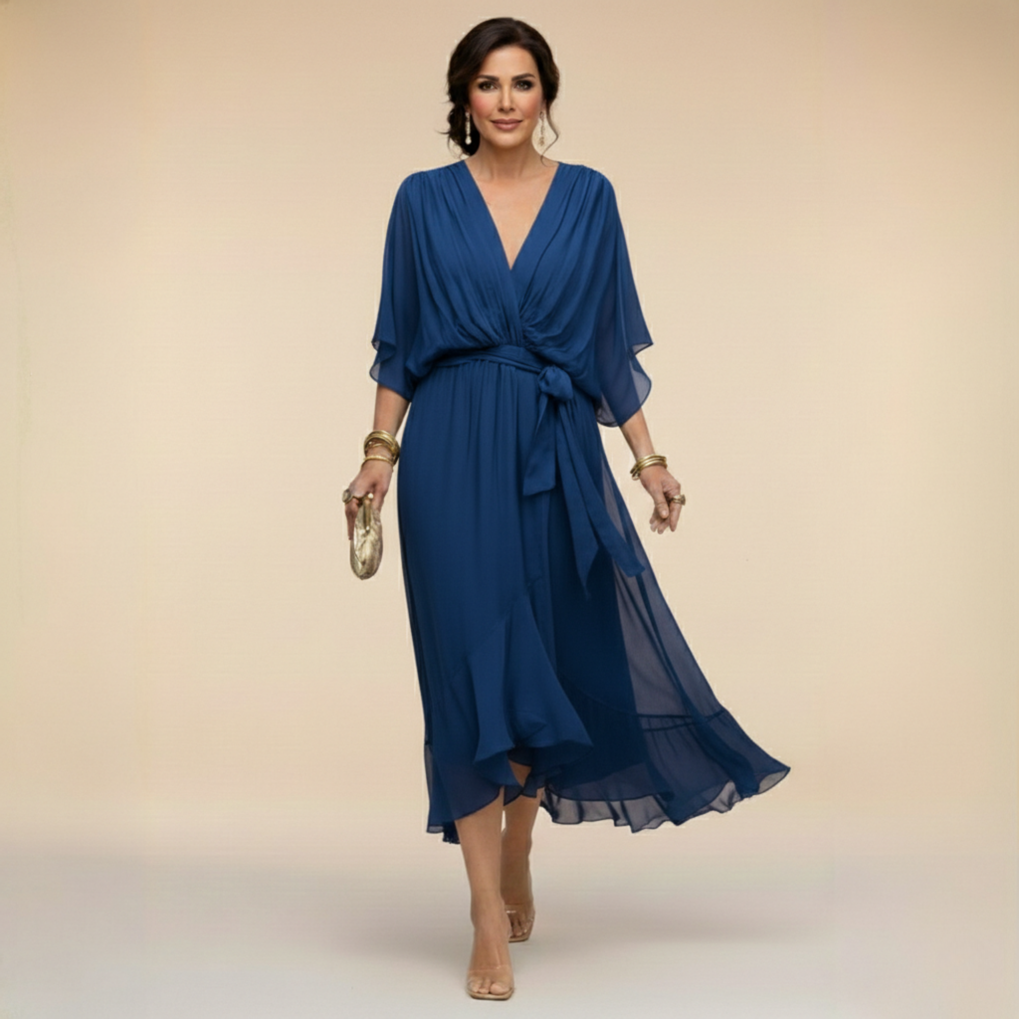 Mónica | Vestido con escote en V - Vega Madrid
