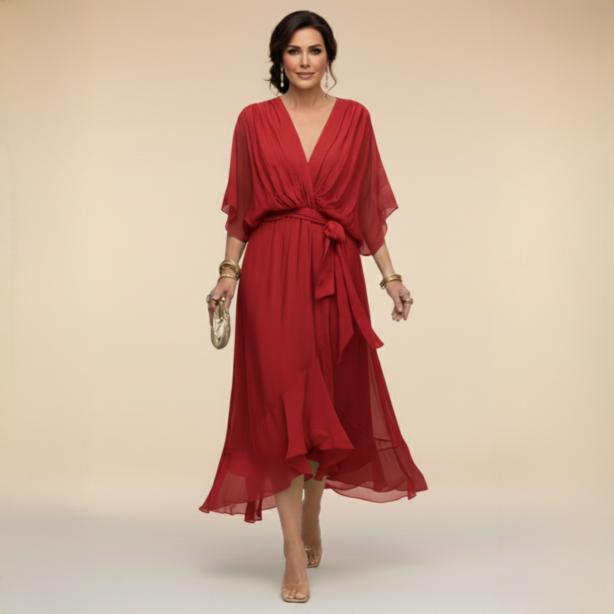 Mónica | Vestido con escote en V - Vega Madrid