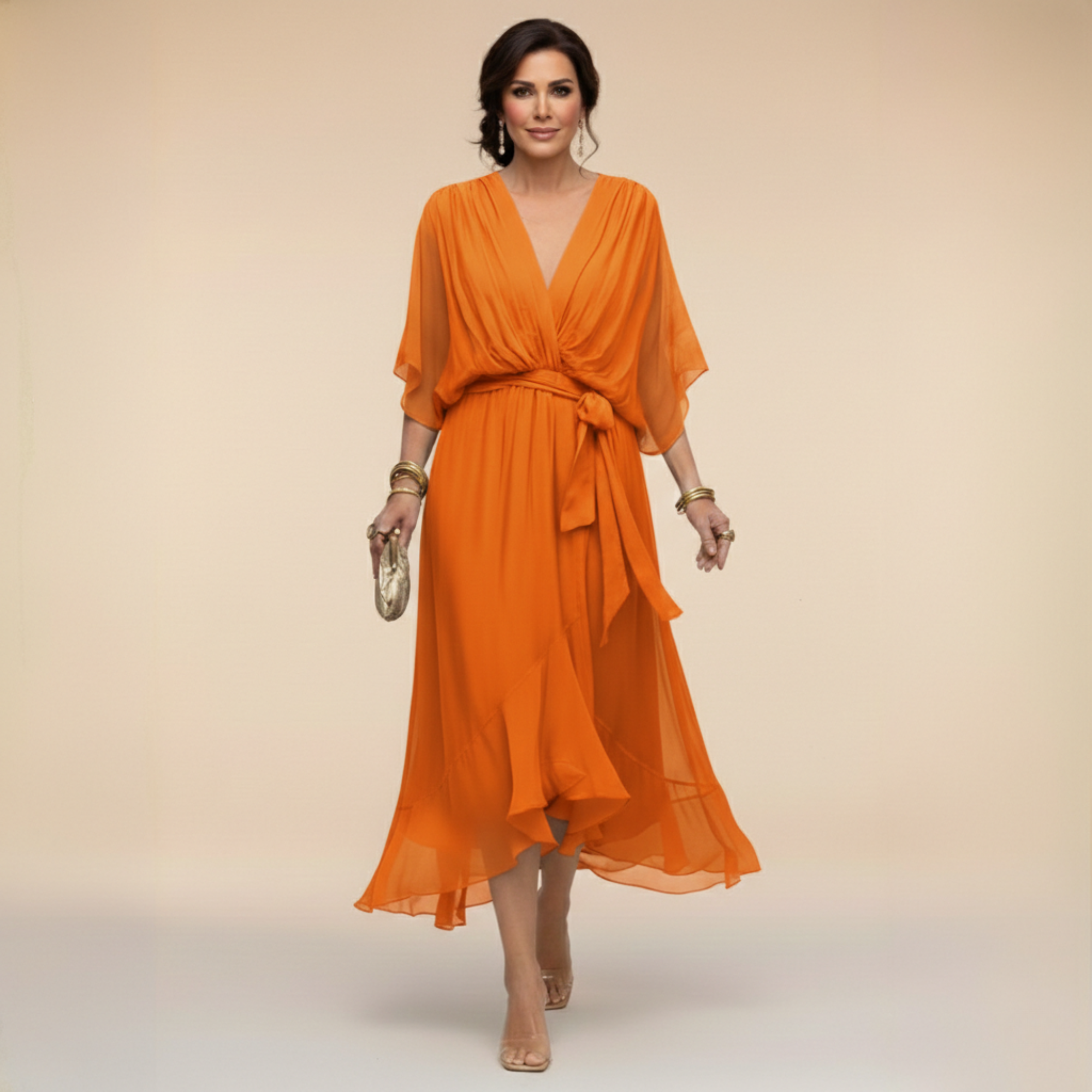 Mónica | Vestido con escote en V - Vega Madrid