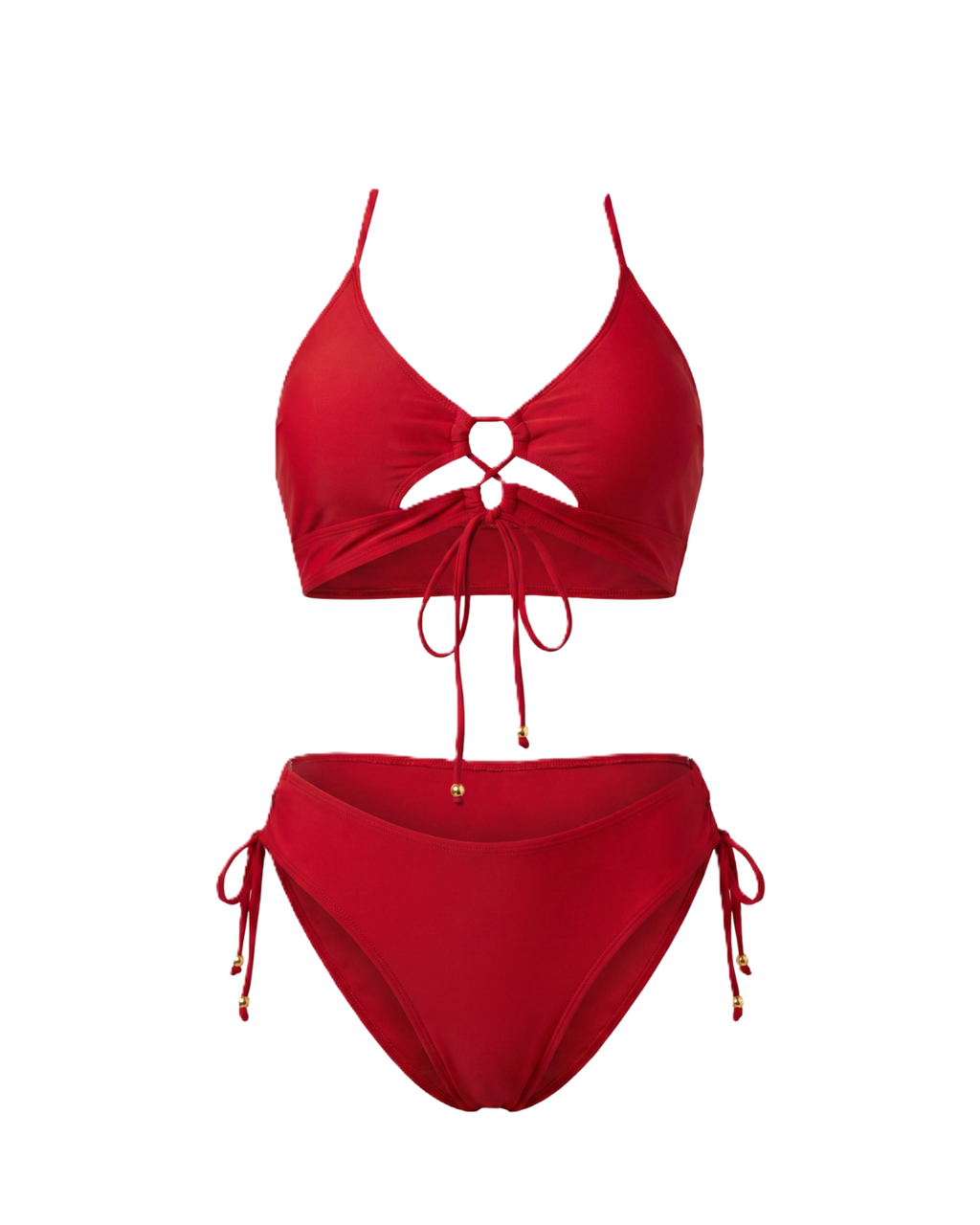 Bikini Mara Atardecer Dorado de Vega Madrid, top y bottom en color dorado con detalles brillantes, ideal para verano.