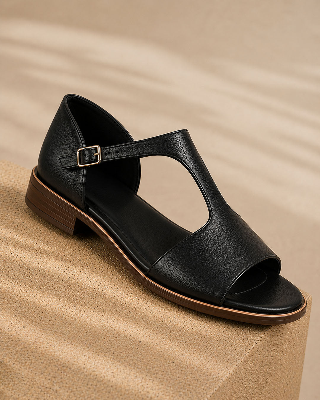 Sandalias negras Amalfi Comfort de Vega Madrid, con diseño cómodo y elegante para verano.