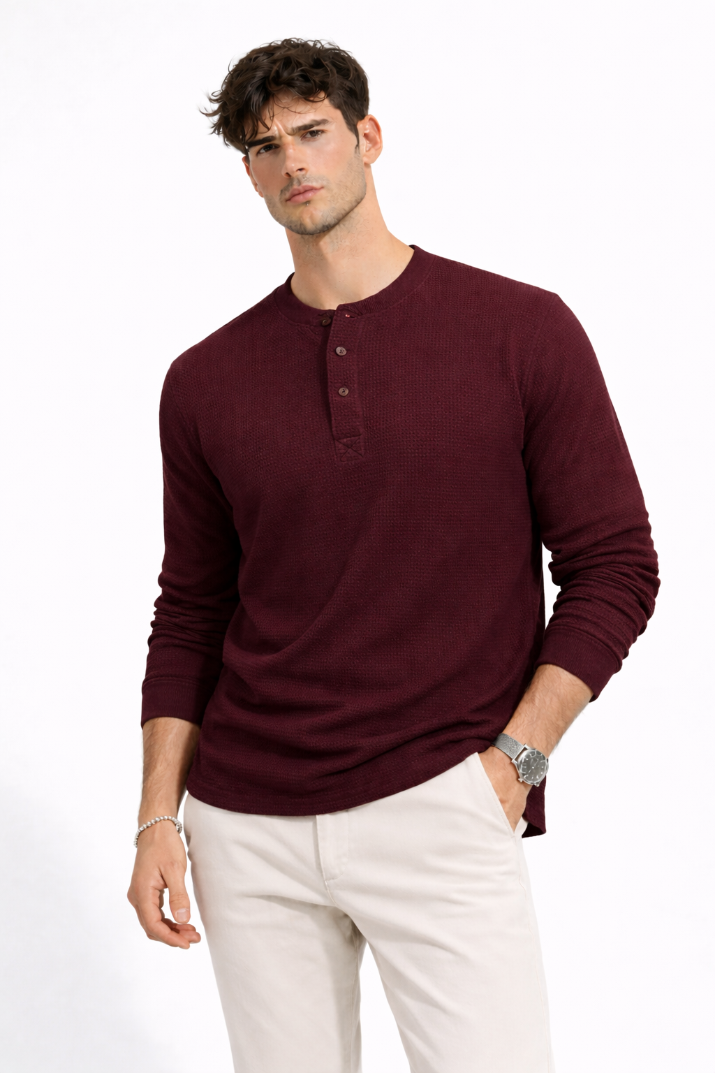 Marco | Camiseta Henley Texturizada con Botones Frontales - Vega Madrid