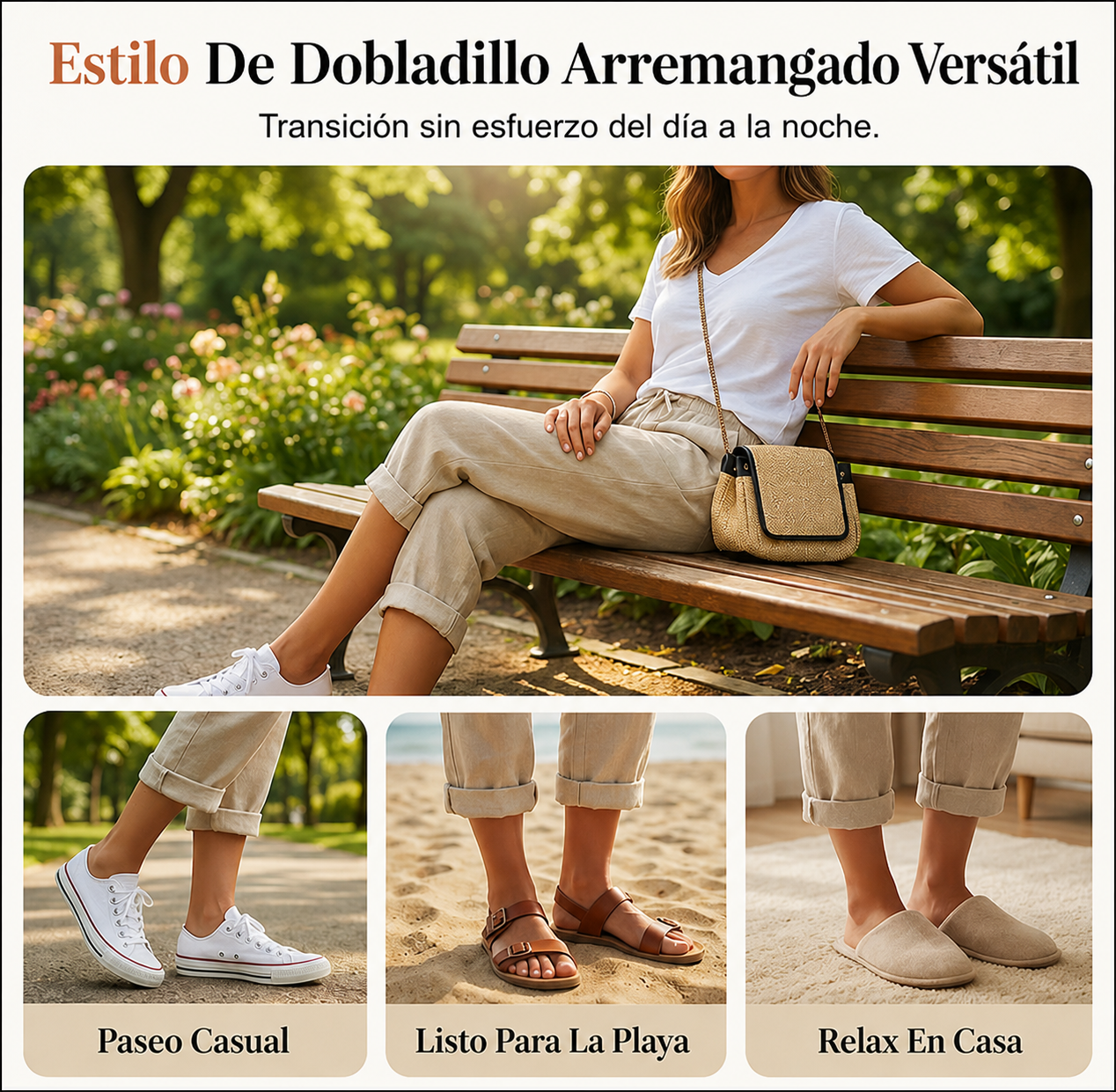 Pantalón tobillero relax Julia de Vega Madrid, pantalón cómodo de color neutro, con ajuste relajado y estilo casual.