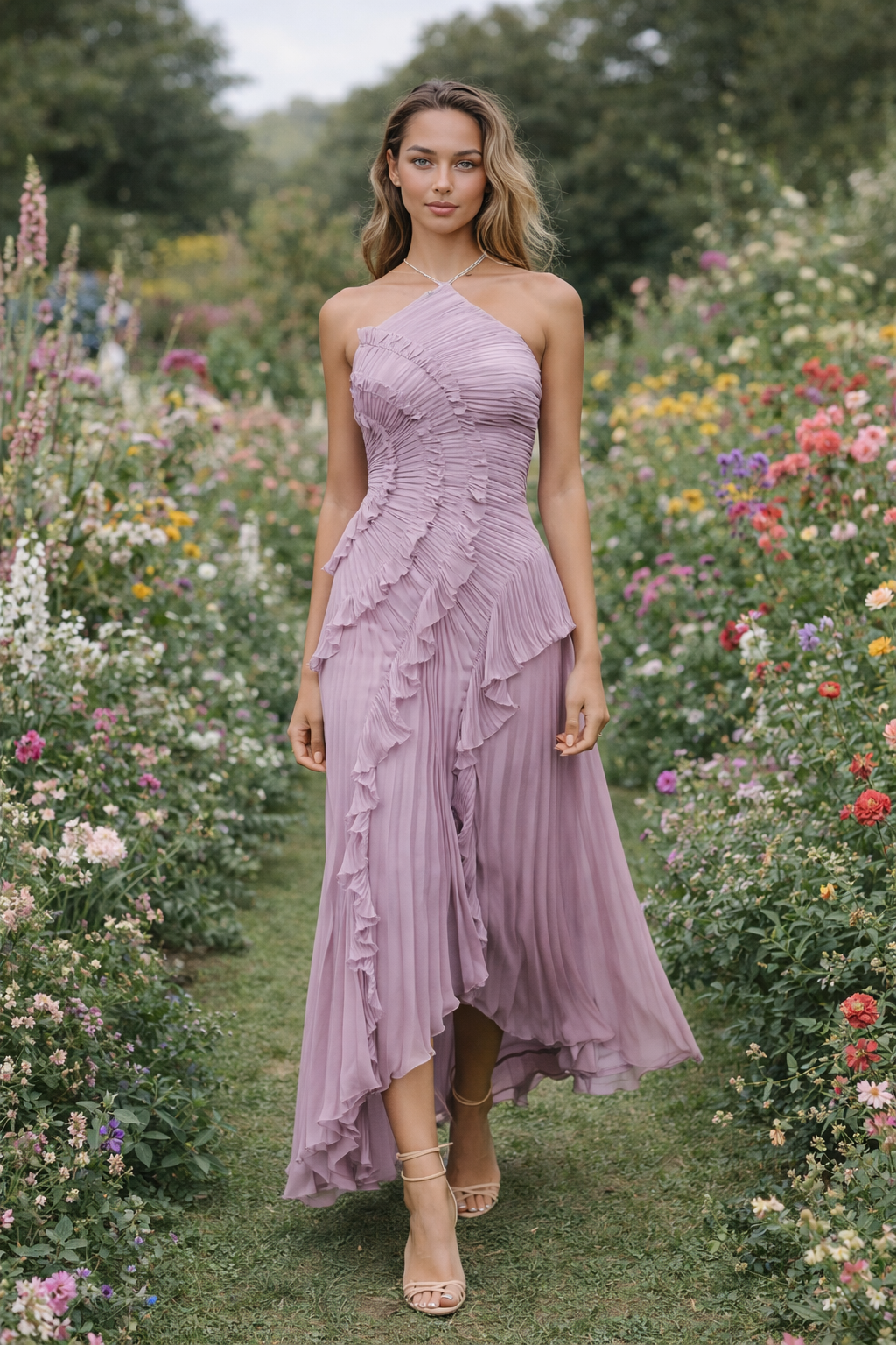 Marina I Vestido Elegante con Volantes y Corte Asimétrico - Vega Madrid