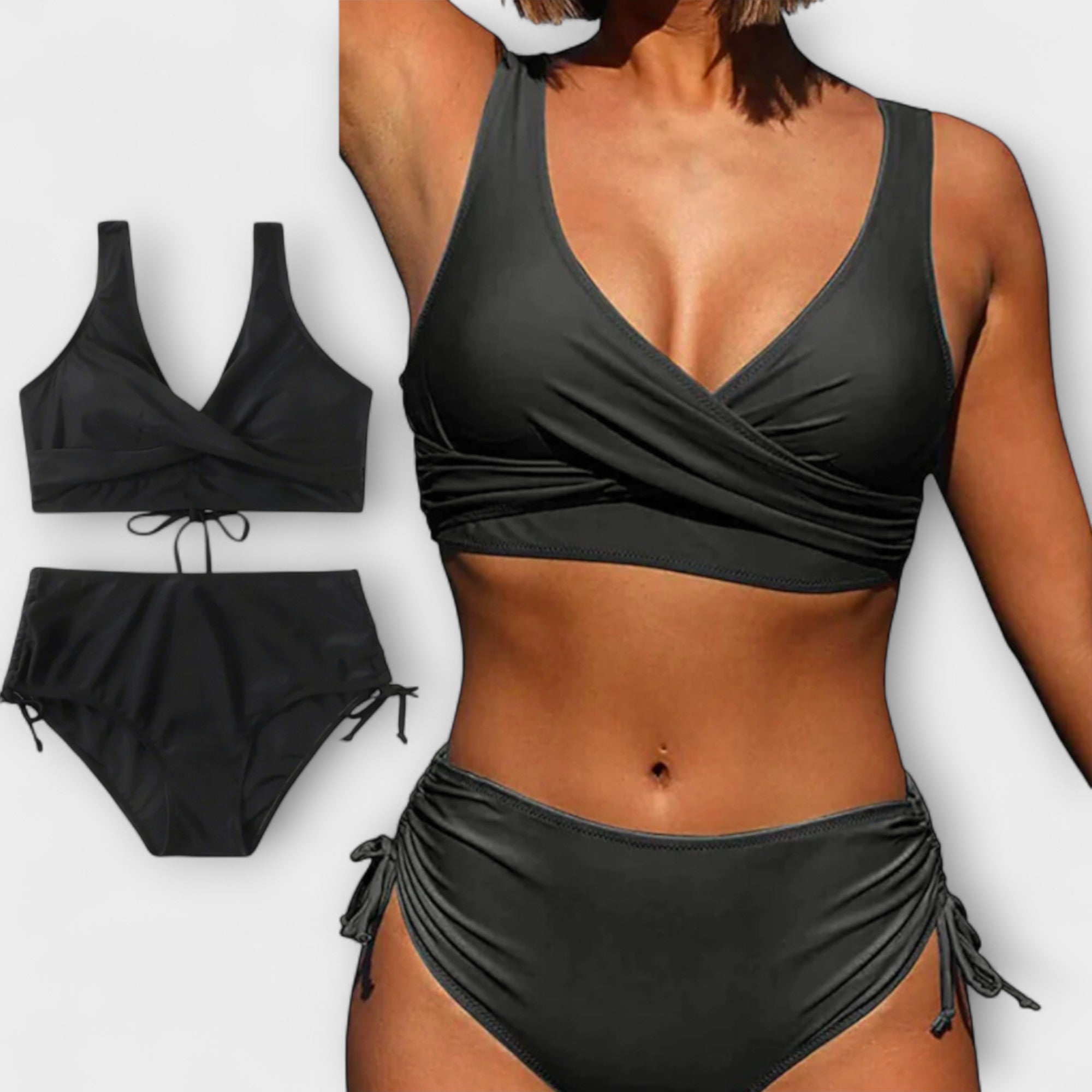 Conjunto de bikini de dos piezas de Vega Madrid, diseño moderno y estiloso para la playa o piscina.