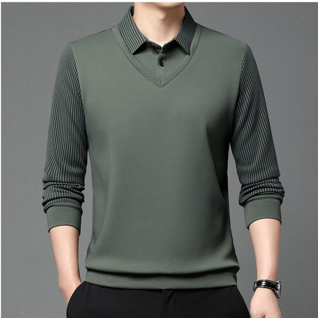 Enzo | Camisa de Dos Piezas con Cuello Rayado - Vega Madrid