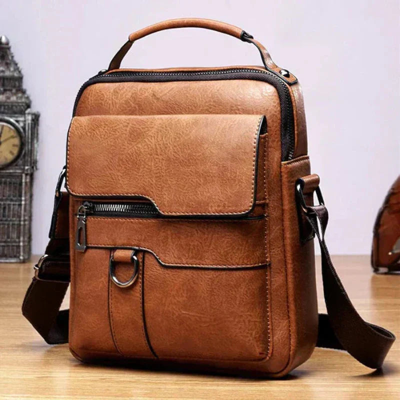 Bolso de hombro de piel Clara de Vega Madrid, bolso práctico en cuero con cierre y asas ajustables.