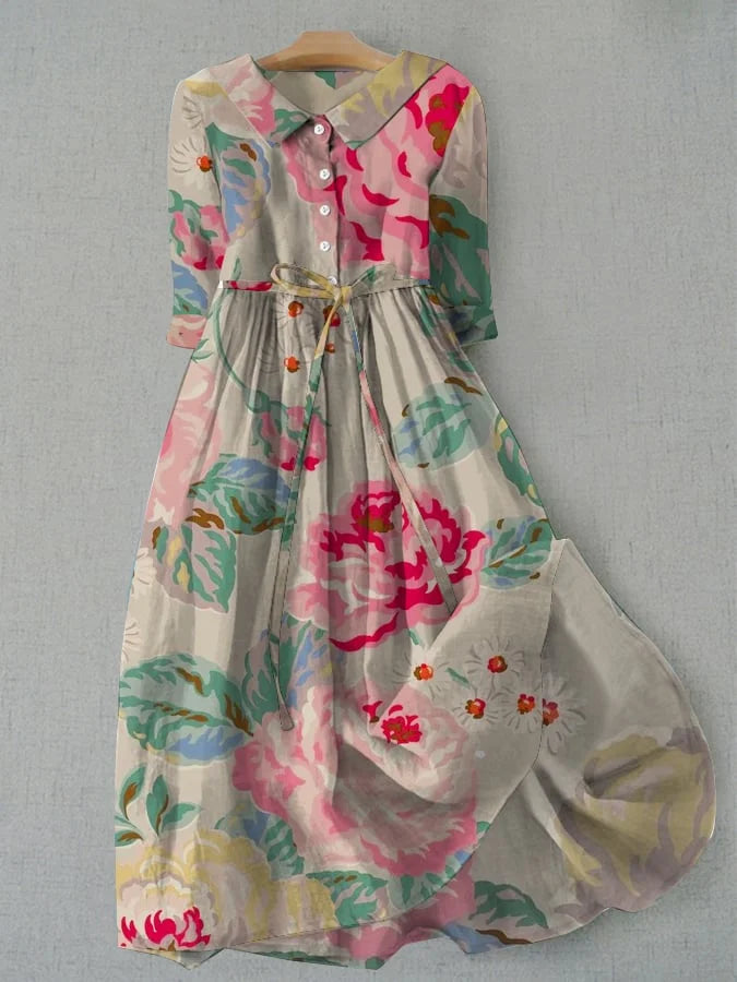 Vestido floral para mujer Fiorella de Vega Madrid, con diseño artístico y elegante, ideal para comodidad y estilo durante todo el día.