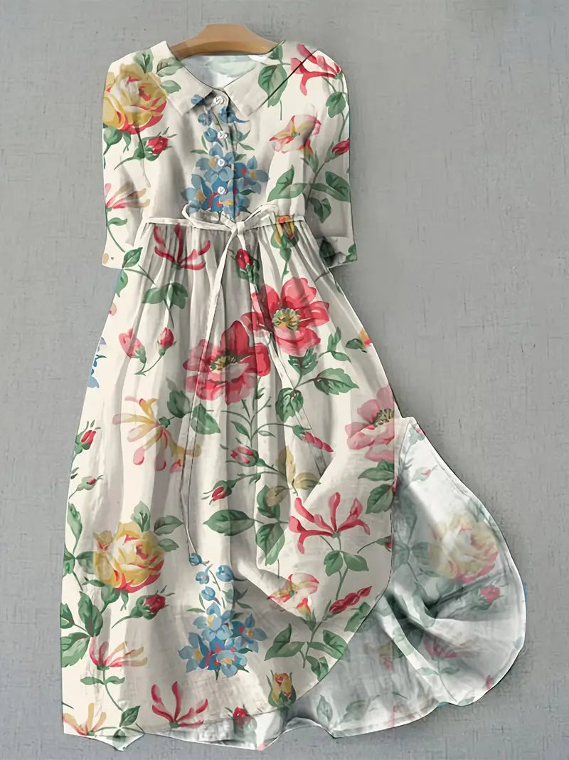 Vestido floral elegante Siena de Vega Madrid para mujer, con diseño femenino y estilo cómodo para ocasiones especiales.