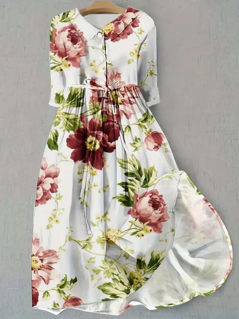 Vestido floral Valentina de Vega Madrid, estilo petal dream, con diseño elegante y cómodo para mujer.