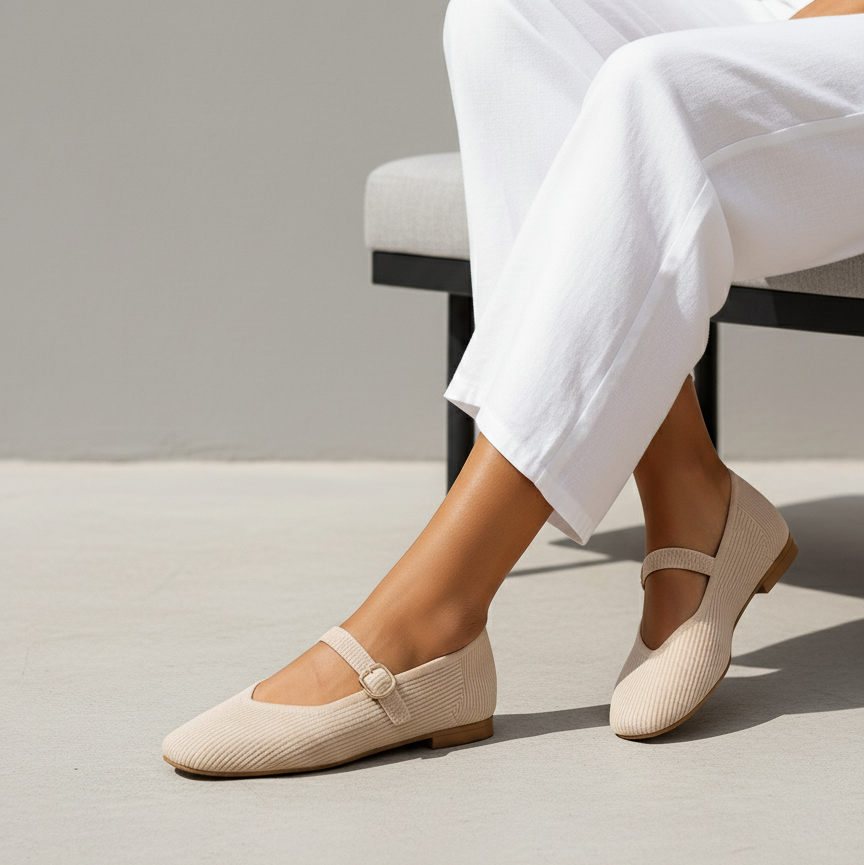 Bailarina Aveline de Vega Madrid en color elegante, con diseño de punto y estilo sofisticado para mujer.