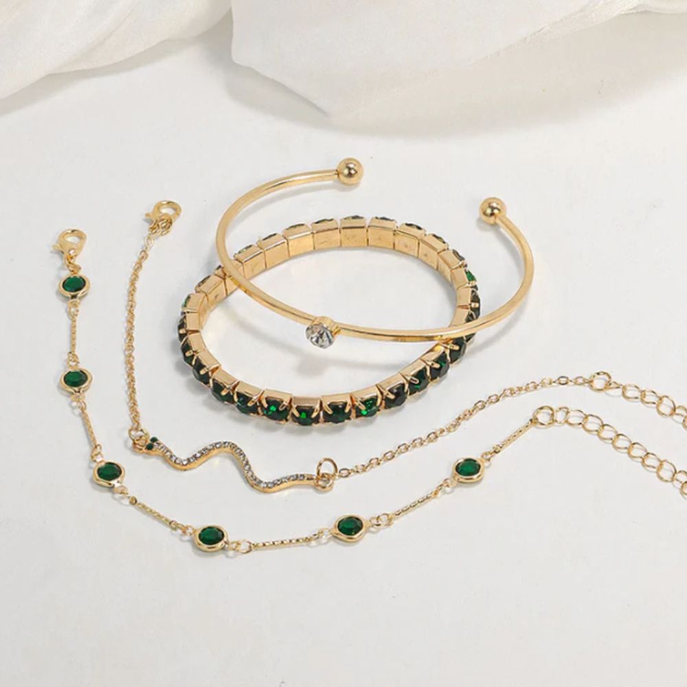 Set de Pulseras con Piedra Verde