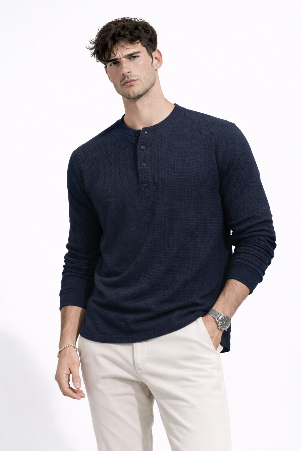 Marco | Camiseta Henley Texturizada con Botones Frontales - Vega Madrid