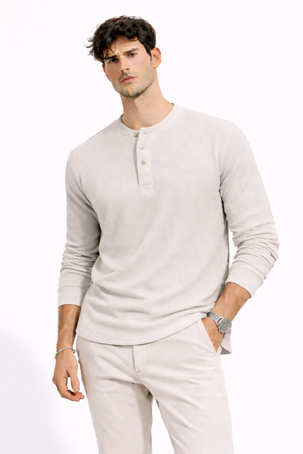 Marco | Camiseta Henley Texturizada con Botones Frontales - Vega Madrid