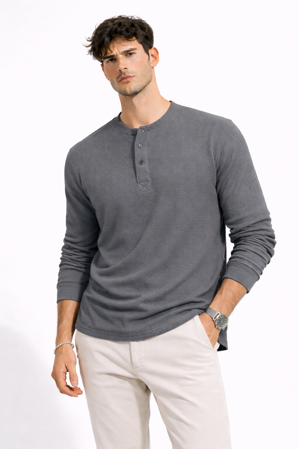 Marco | Camiseta Henley Texturizada con Botones Frontales - Vega Madrid