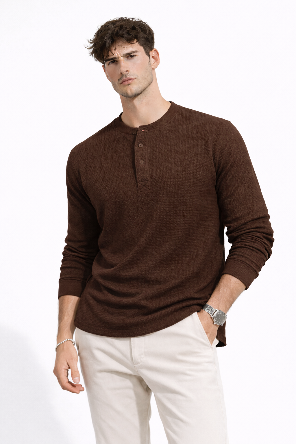 Marco | Camiseta Henley Texturizada con Botones Frontales - Vega Madrid
