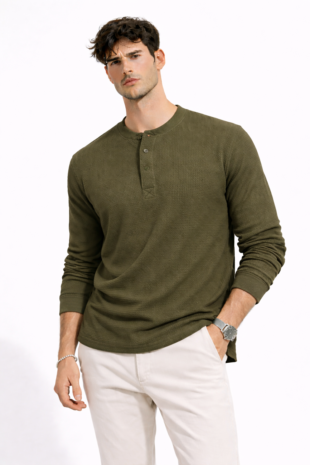 Marco | Camiseta Henley Texturizada con Botones Frontales - Vega Madrid
