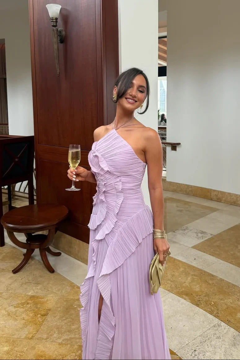Marina I Vestido Elegante con Volantes y Corte Asimétrico - Vega Madrid
