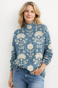 Clara | Jersey Floral con Cuello Alto y Tejido Suave - Vega Madrid