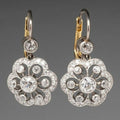 Pendientes de cristal vintage Vega Madrid con diseño mandala floral en color azul y dorado para mujer.