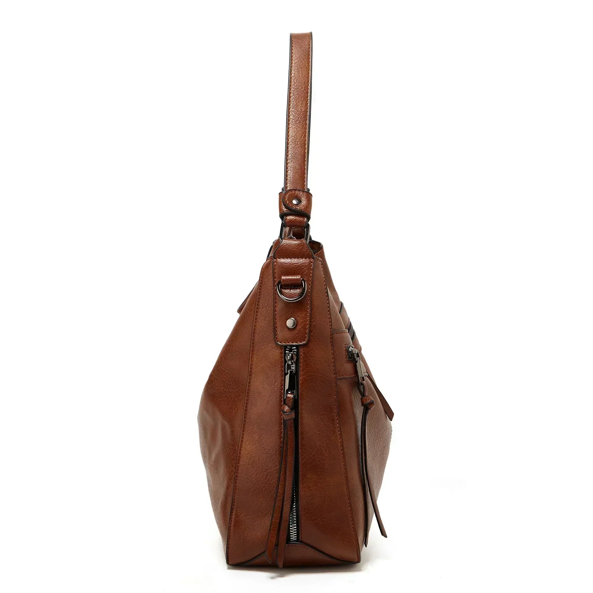 Bolso de hombro de piel Selena de Vega Madrid, diseño vintage con detalles en cuero y correas ajustables.