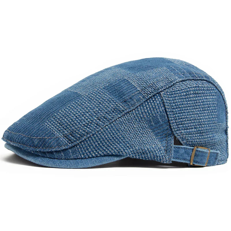 Gorra Capri de denim Nico de Vega Madrid, estilo casual con diseño clásico en color azul claro.