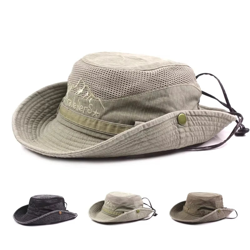 Sombrero explorador transpirable de Vega Madrid con ala ancha y diseño ligero para protección solar y estilo aventurero.