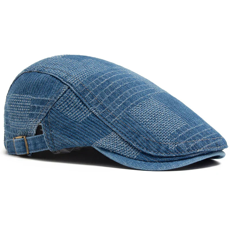 Gorra Capri de mezclilla Nico de Vega Madrid, estilo casual con diseño en denim y logotipo en el frente.