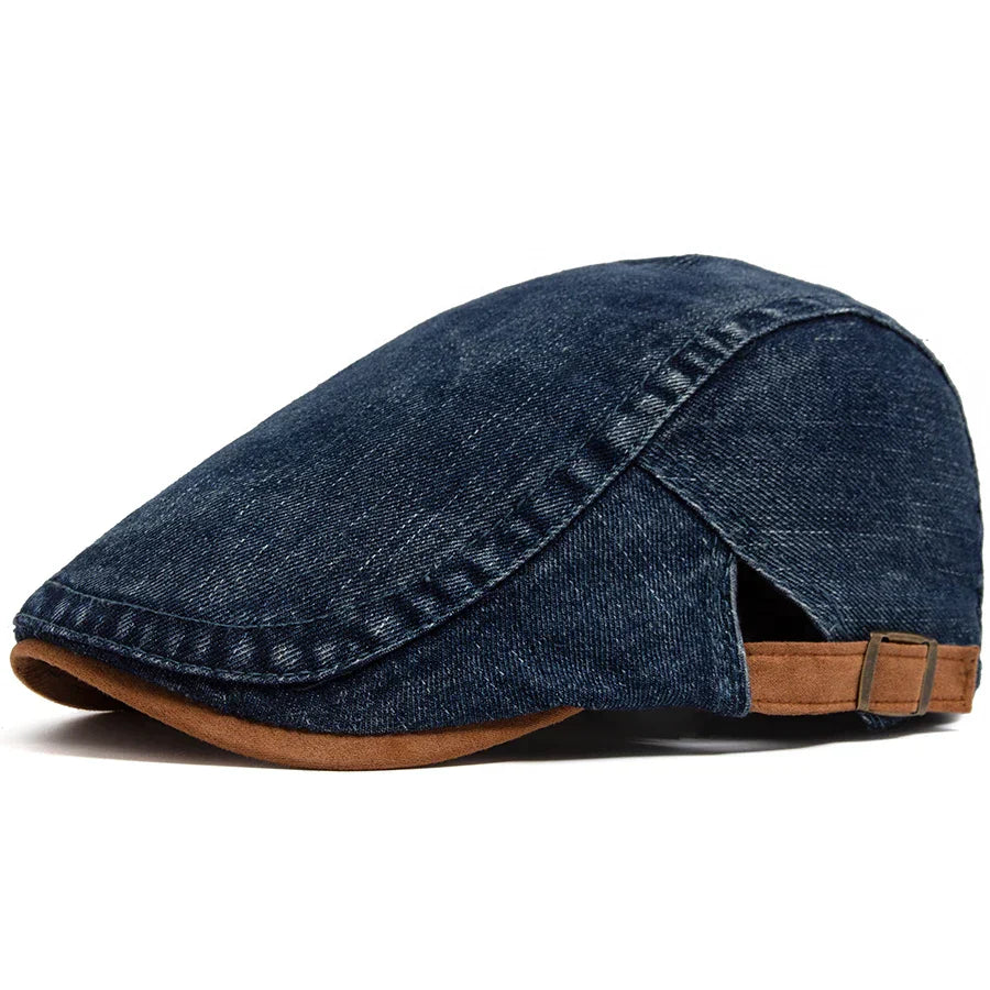 Gorra plana vaquera Vega Madrid Mateo, estilo clásico con bordado en la parte frontal, en color azul y diseño casual.