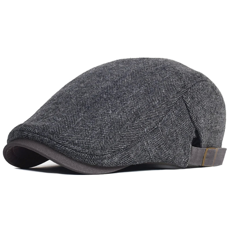 Gorra tweed Elías de Vega Madrid, estilo heritage con diseño clásico en tela de tweed en tonos neutros, vista frontal.