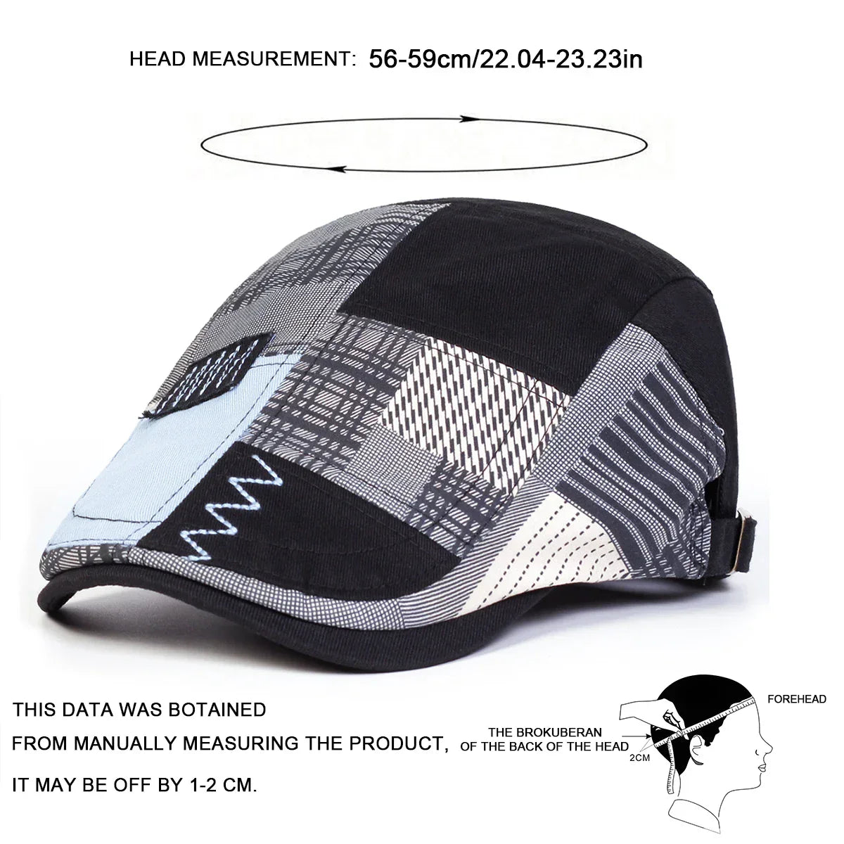 Gorra patchwork para hombre de la marca Vega Madrid, estilo casual con diseño colorido y detalles de costuras visibles.