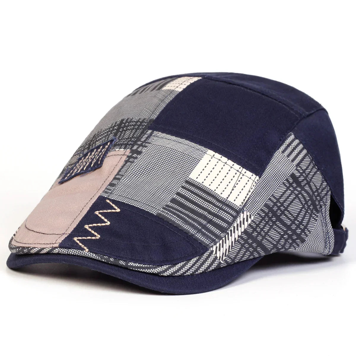 Gorra patchwork para hombre de la marca Vega Madrid, estilo casual con detalles de costura en la parte frontal.