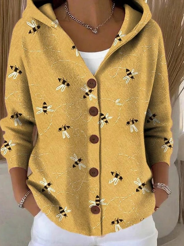Cárdigan con capucha y estampado en color blanco de Vega Madrid, ideal para mujer, con diseño largo y cómodo.