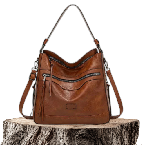 Bolso de hombro de piel Selena de Vega Madrid, en color negro con detalles elegantes y asas ajustables.