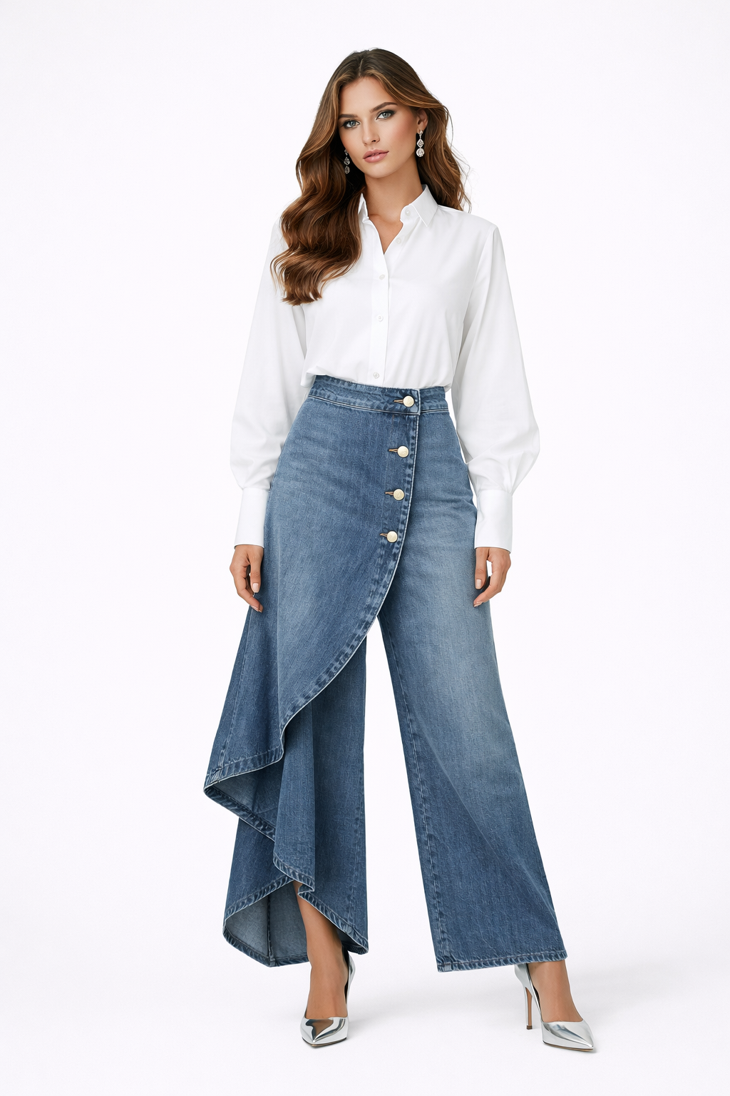 Silvia | Falda Pantalón con Diseño Asimétrico y Botones - Vega Madrid