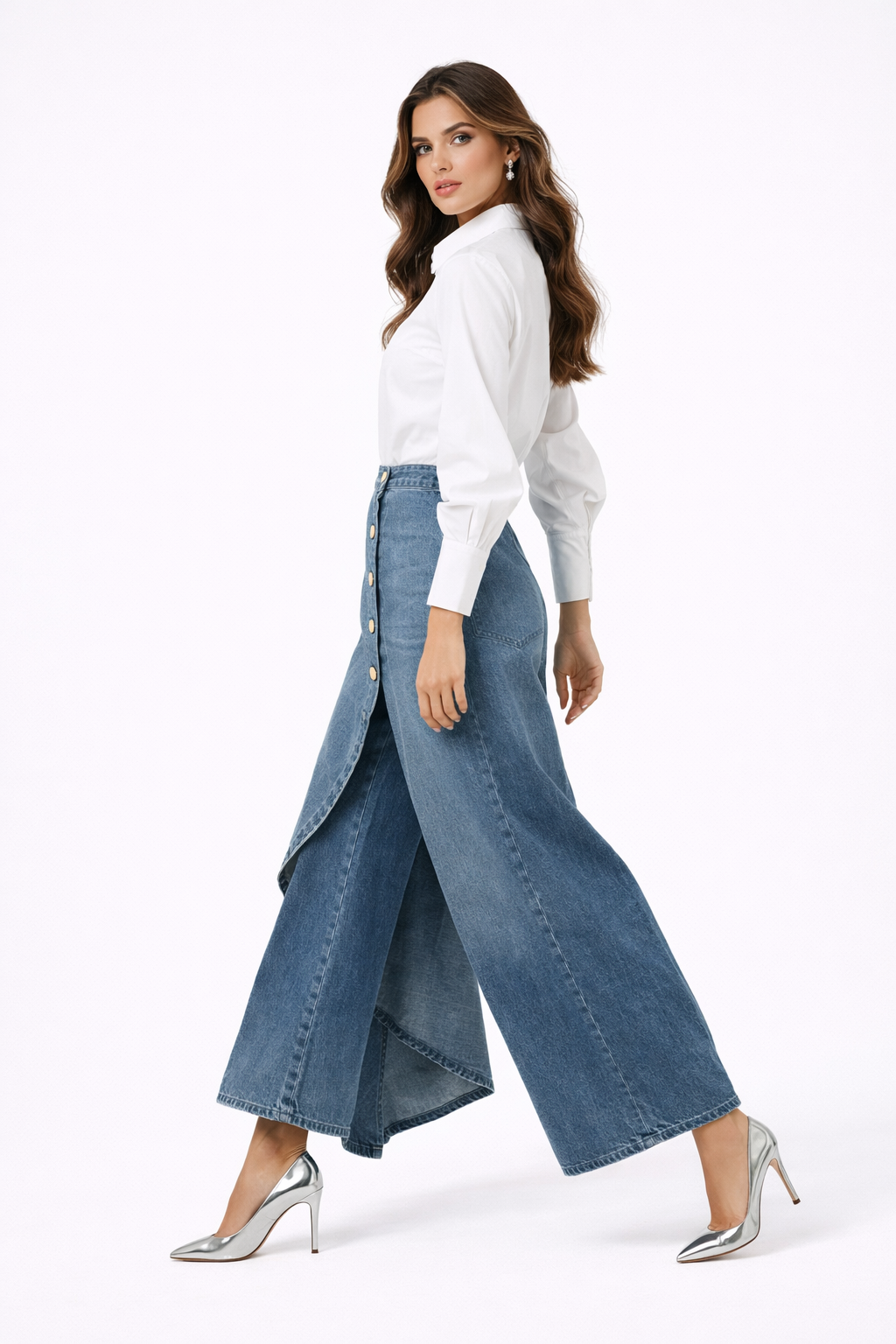 Silvia | Falda Pantalón con Diseño Asimétrico y Botones - Vega Madrid