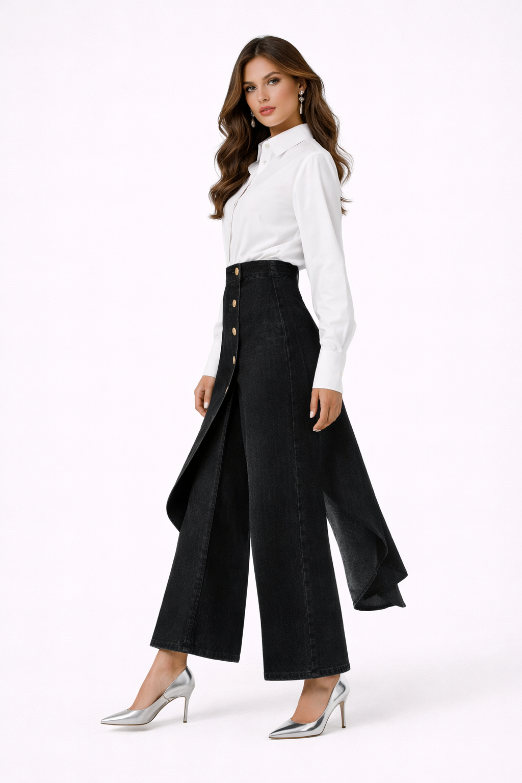 Silvia | Falda Pantalón con Diseño Asimétrico y Botones - Vega Madrid