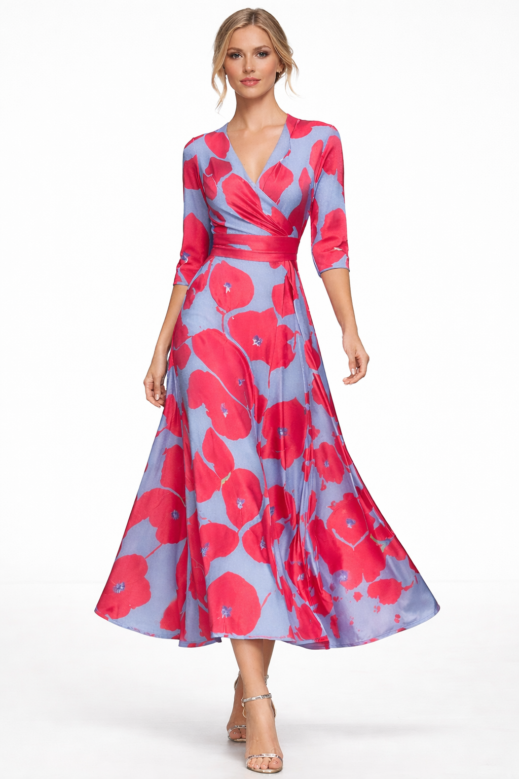 Sofía | Vestido Largo Floral Rojo Elegante - Vega Madrid