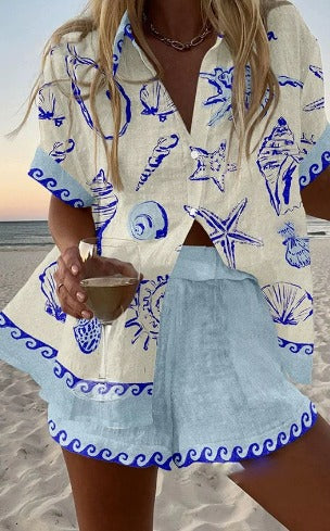 Zoe | Conjunto Veraniego con Camisa Estampada y Pantalón Corto - Vega Madrid