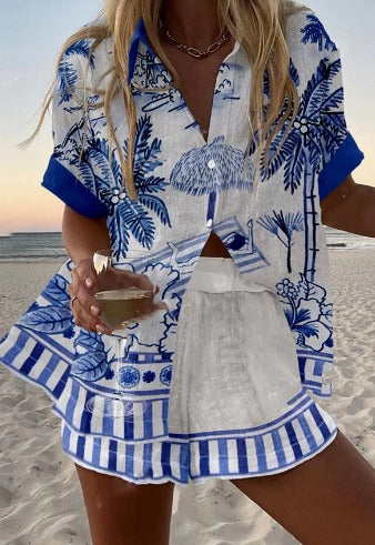 Zoe | Conjunto Veraniego con Camisa Estampada y Pantalón Corto - Vega Madrid